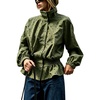 Women’s Polka Dot Casual Funnel Neck Lightweight Jackets(Armygreen)