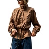 Women’s Polka Dot Casual Funnel Neck Lightweight Jackets(Brown)