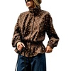 Women’s Polka Dot Casual Funnel Neck Lightweight Jackets(Coffee)