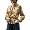 Women’s Polka Dot Casual Funnel Neck Lightweight Jackets(Khaki)