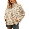 Women’s Polka Dot Puffer Jacket Quilted Zip Up Winter Coat Pockets(Khaki)