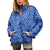 Women’s Polka Dot Puffer Jacket Quilted Zip Up Winter Coat Pockets(Kleinblue)