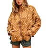Women’s Polka Dot Puffer Jacket Quilted Zip Up Winter Coat Pockets(Orange)
